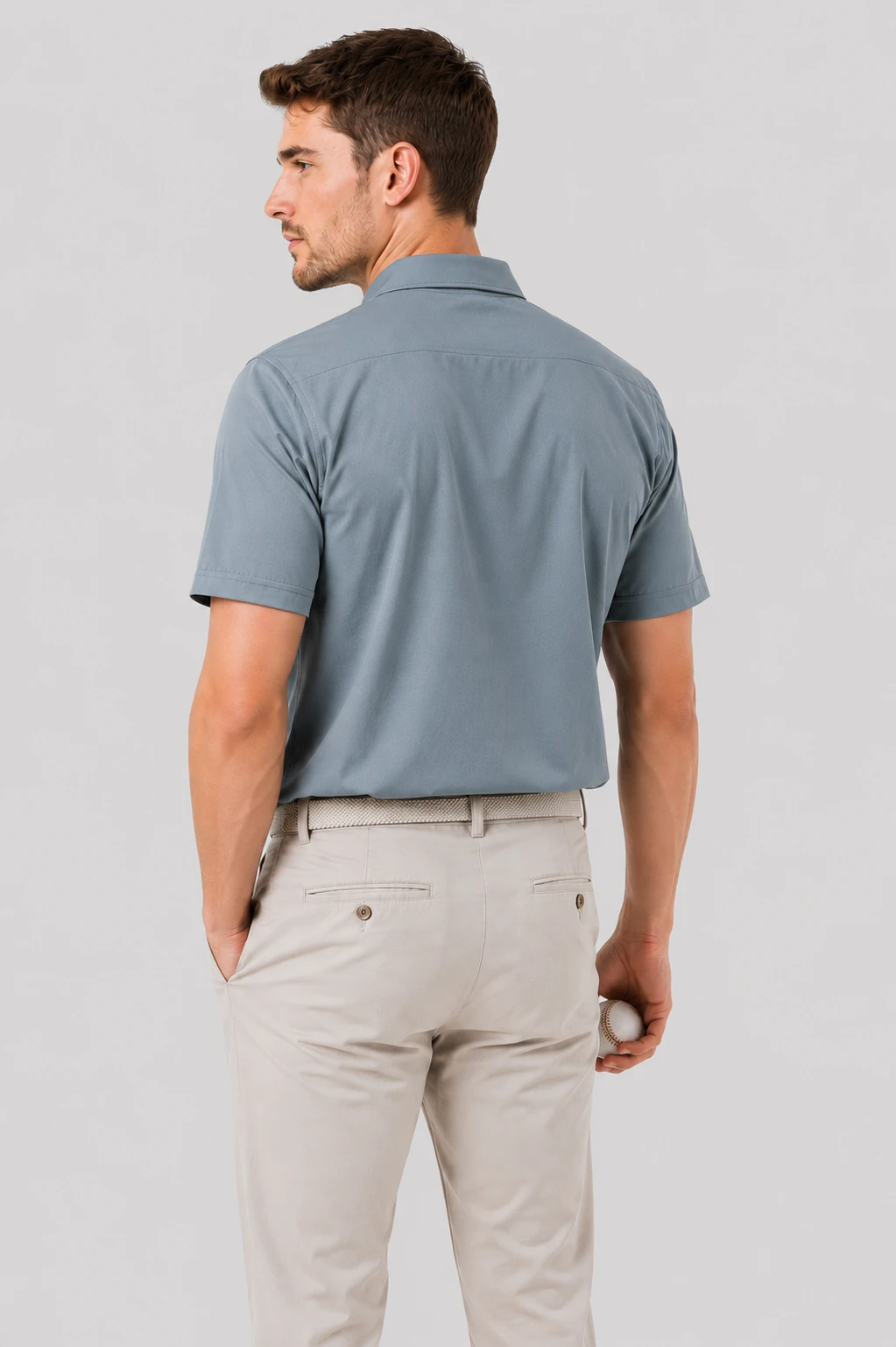 Men's Grey & Black Color Block Printed Casual Half Sleeve Shirt - Image 4
