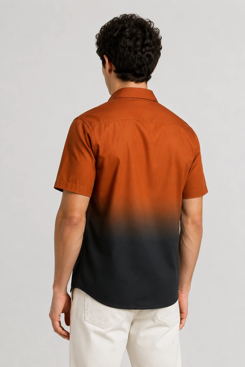 Men's Rust Brown & Black Ombre Casual Shirt - Image 3