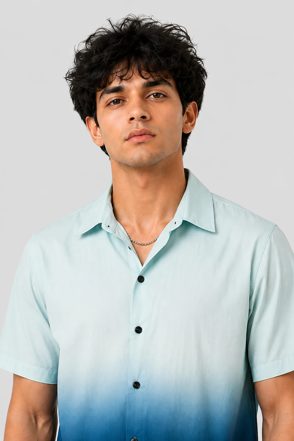 Men's Sky Blue & Navy Ombre Casual Shirt - Image 6