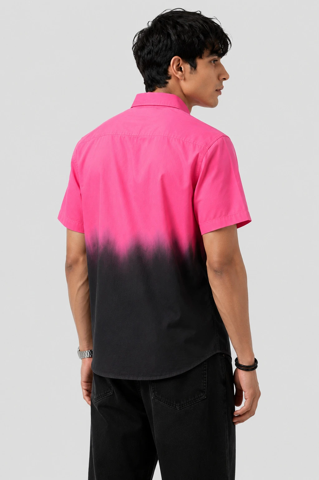 Men's Pink & Black Ombre Casual Shirt - Image 3