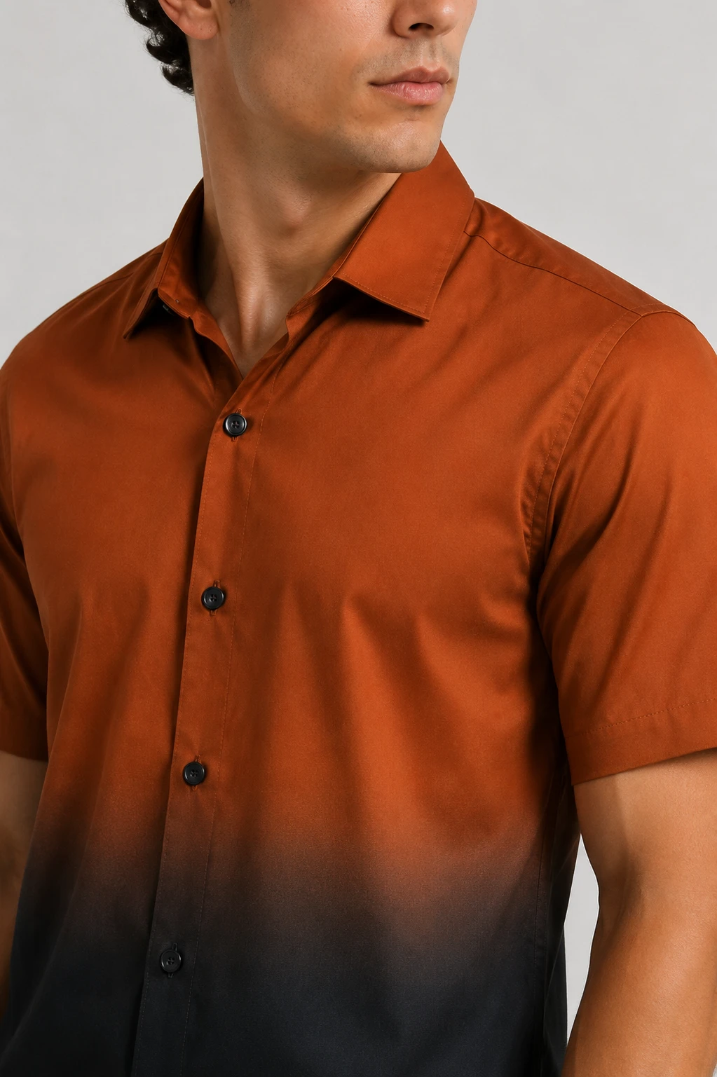Men's Rust Brown & Black Ombre Casual Shirt - Image 6