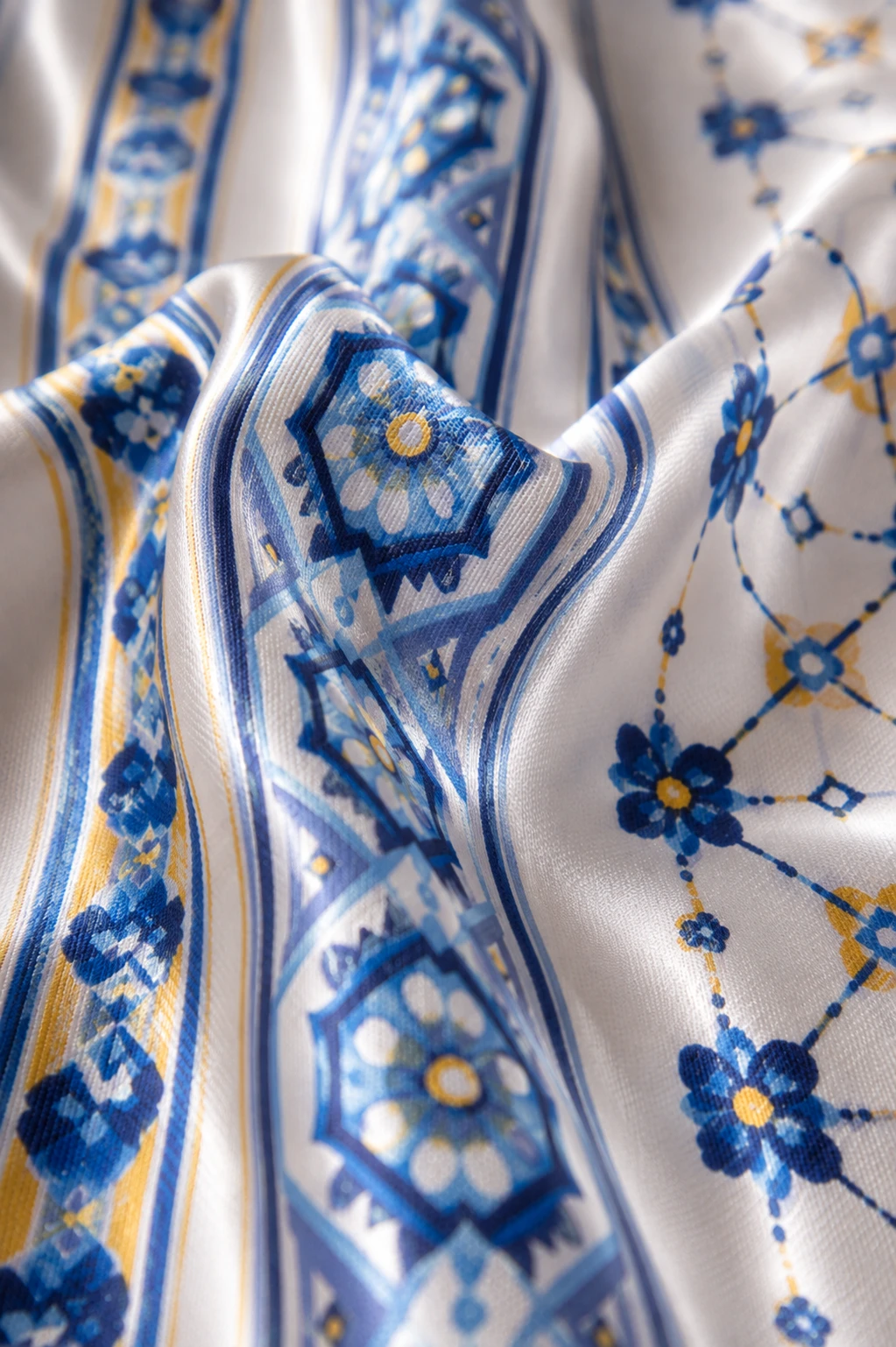 Men's Blue & White Ethnic Stripe Printed Short Sleeve Casual Shirt - Image 7